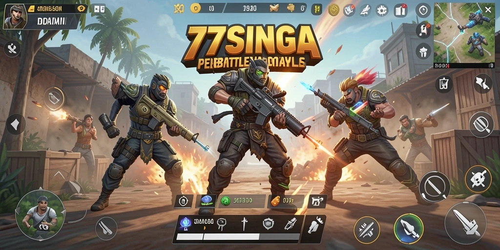 Screenshot dari gameplay seru Battle Royale di 77SINGA.