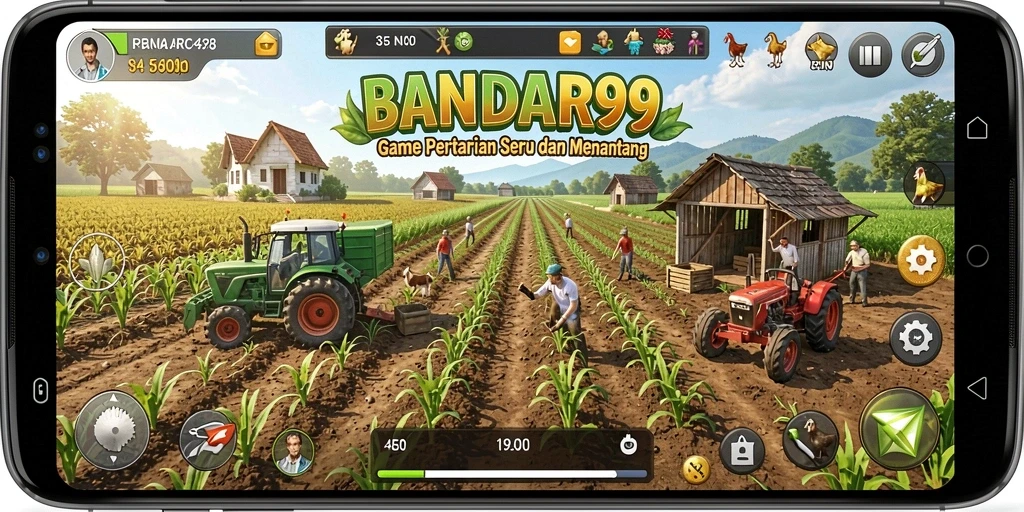 Screenshot gameplay BANDAR99 menunjukkan aktivitas bertani yang seru.