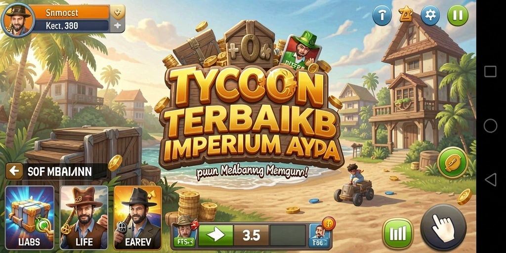 Screenshot gameplay F08 menampilkan aktivitas membangun dan mengelola bisnis Tycoon.