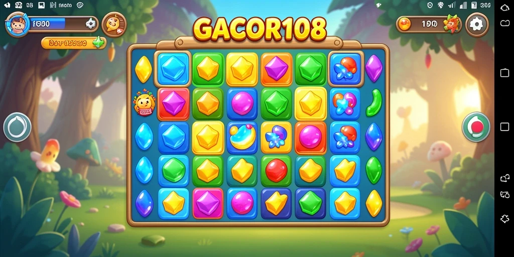 Tampilan gameplay seru GACOR108 dalam genre Match-3.