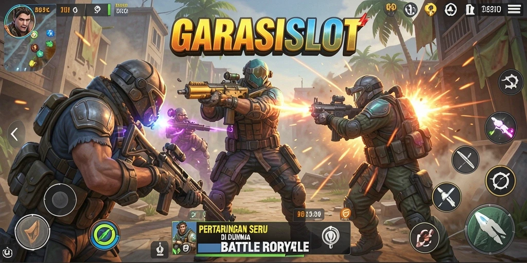 Tampilan gameplay beraksi di medan perang Battle Royale