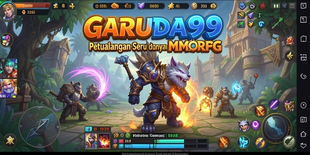 Screenshot gameplay GARUDA999 yang menampilkan pertarungan epik di dunia MMORPG.