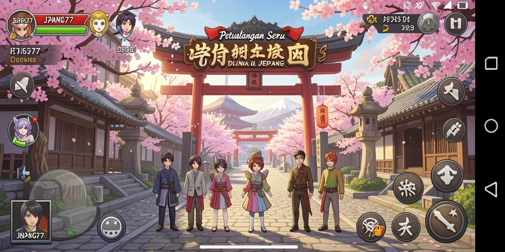 Tampilan gameplay <strong>JEPANG77</strong> yang memukau dengan petualangan di Jepang.