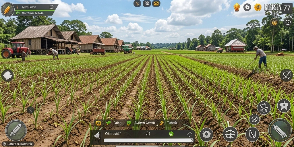 Screenshot gameplay KEREN77 menunjukkan aktivitas berkebun yang menyenangkan.