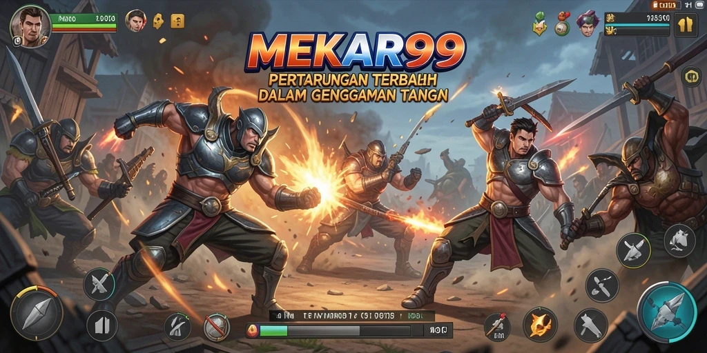 Tampilan gameplay seru dalam MEKAR99 dengan aksi pertarungan intens.