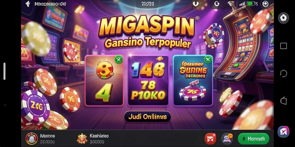 Tampilan gameplay MIGASPIN yang menegangkan dan interaktif.