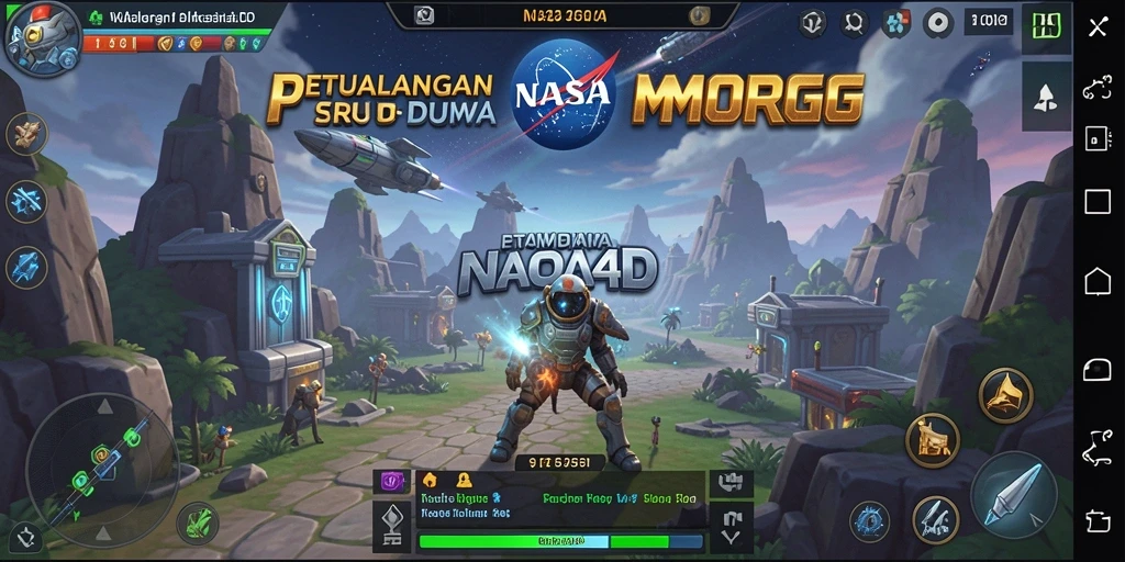 Tangkapan layar gameplay MMORPG yang menampilkan aksi luar angkasa menarik.