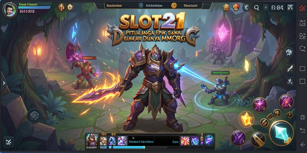 Tangkapan layar SLOT21 yang menunjukkan pertempuran seru antar pemain dan monster.
