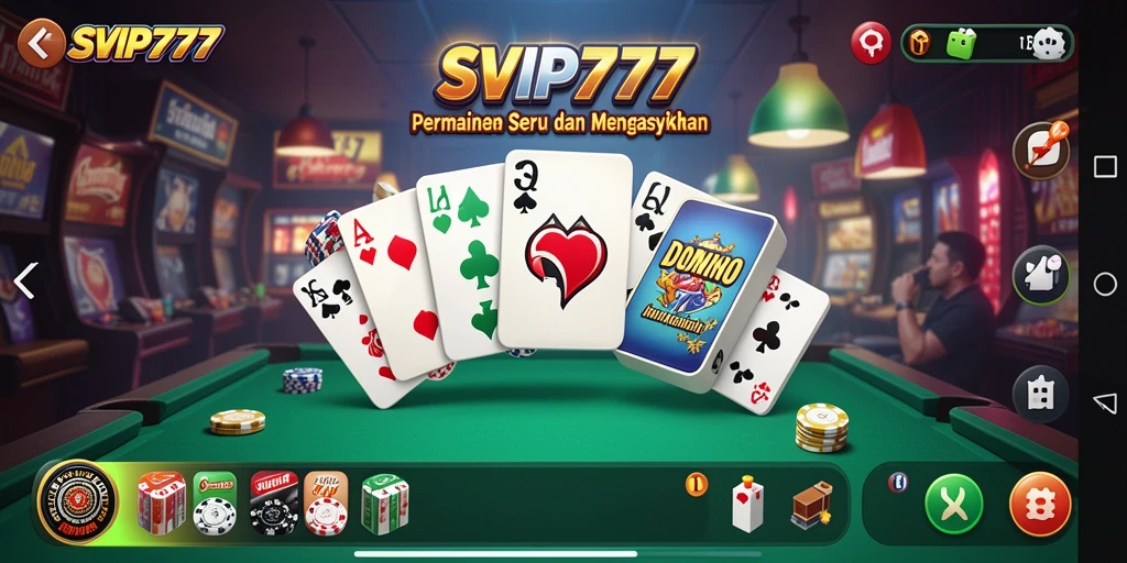 Tampilan gameplay menarik dari SVIP777 dengan suasana permainan Domino.