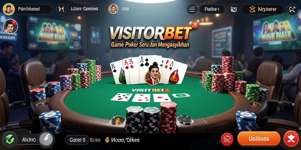 Tangkapan layar gameplay VISITORBET yang menampilkan suasana poker yang seru.